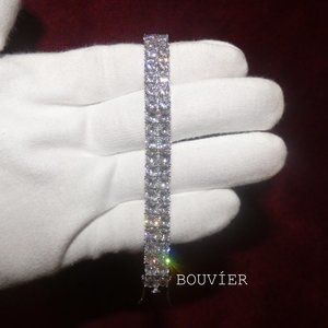 White Gold faux Diamond 8mm Two Row Tennis Bracelet